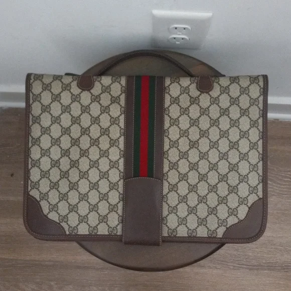 Authentic Vintage Gucci GG Monogram Supreme Sherry Web Ophidia Portfolio Laptop - Picture 3 of 11